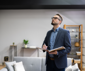 Professional reviewing property damage documents in Lawndale